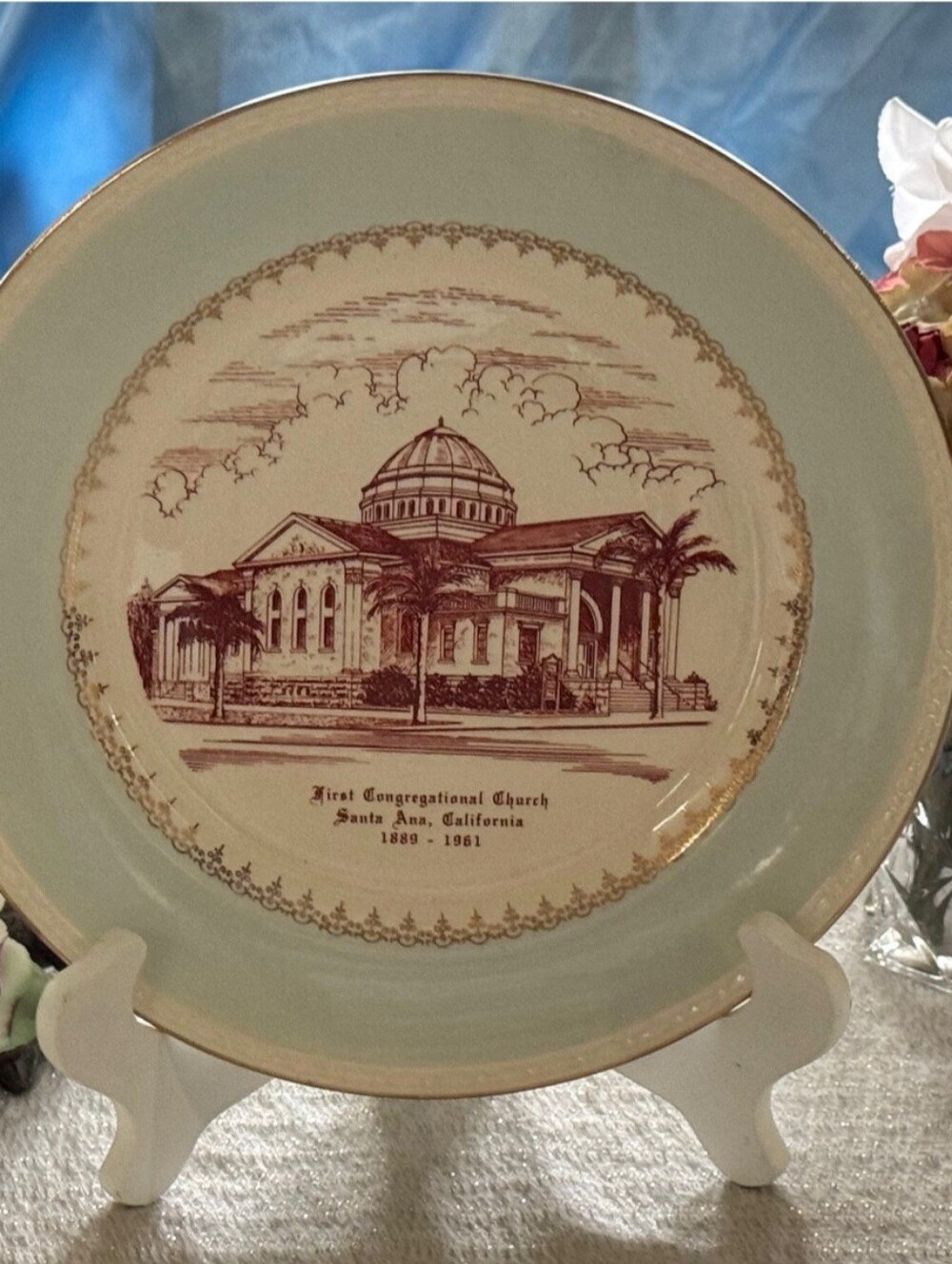 Homer Laughlin First Congregational Church Santa Ana CA Commemorative Plate Vtg